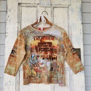 Gloria Vanderbilt Taj Mahal Graphic Top